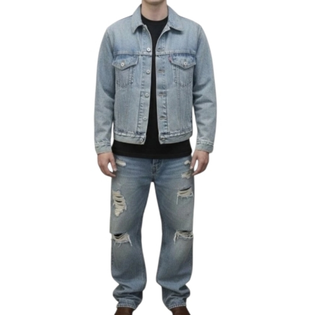 Levi's Denim Tears Jacket Mens Large Light Wash Denim Trucker Type Ii Sz L